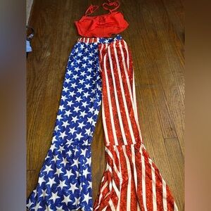 Girls Red White And Blue Pants And Top Outfit Size 12Y